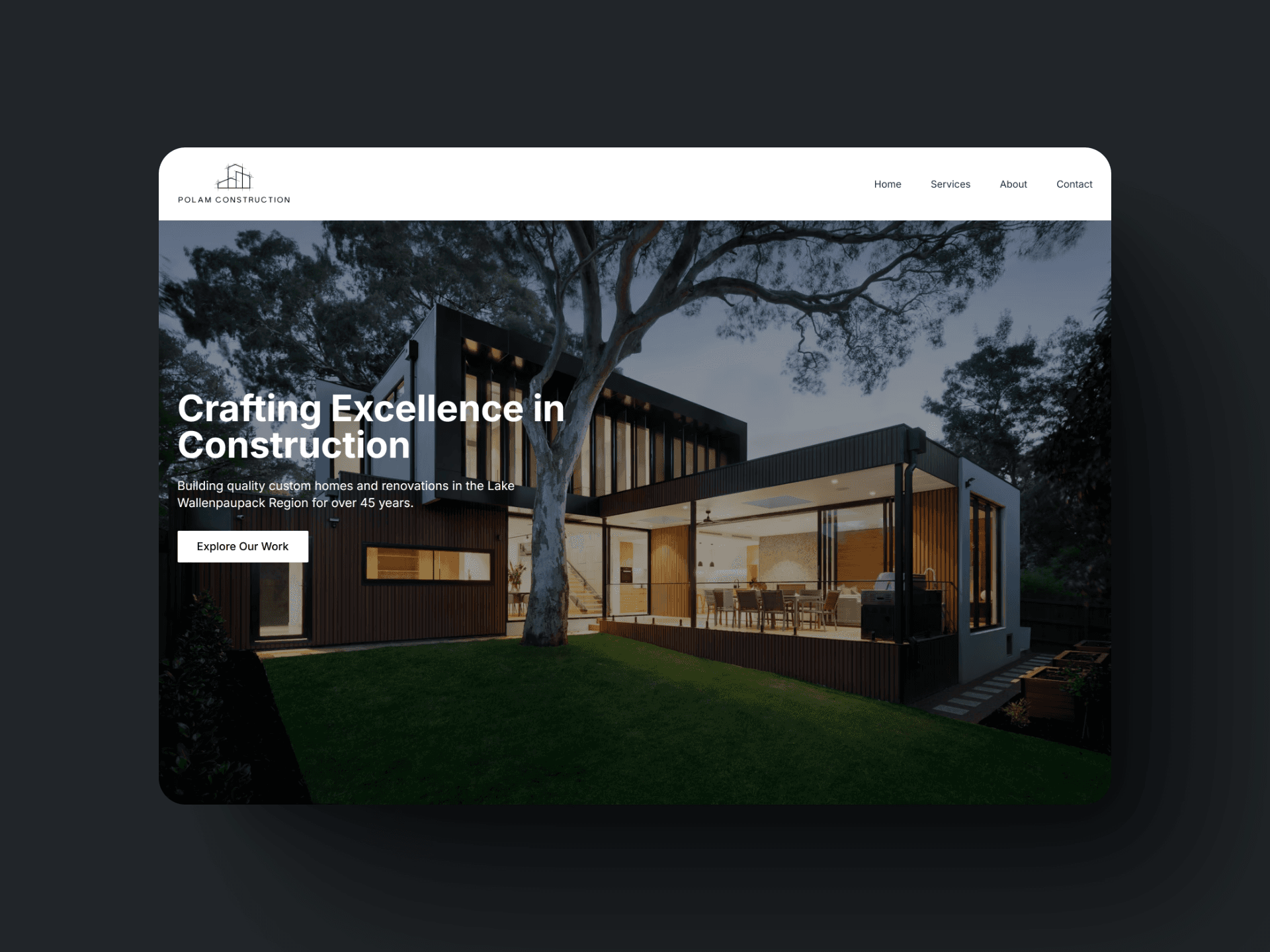 Polam Construction website hero