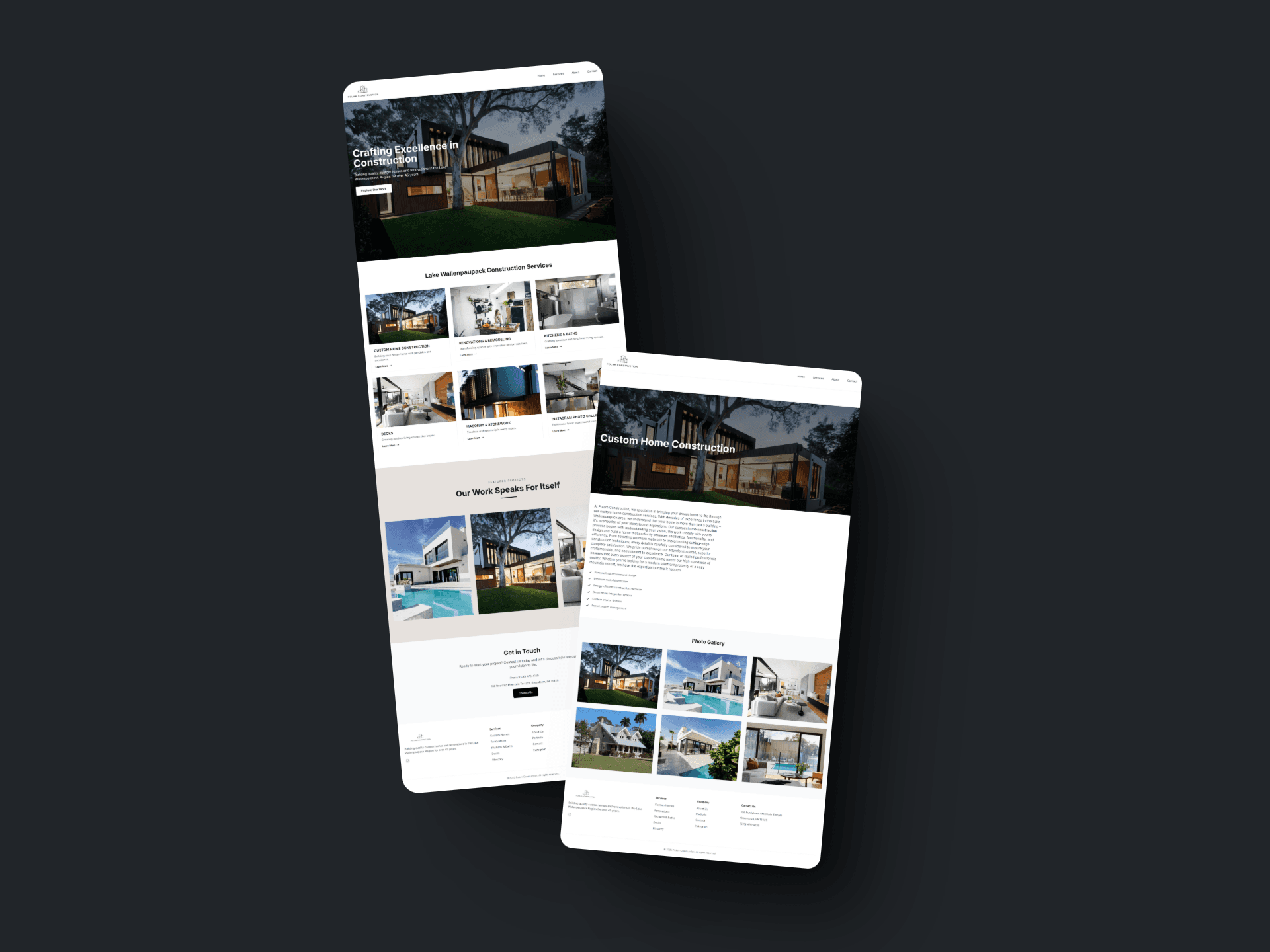 Polam Construction website design showcase